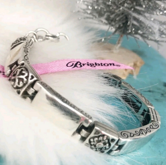 💕Brighton Tribeca Silver Plated Bar Heavy Linked Bracelet w/ Filagre Design - Picture 9 of 10